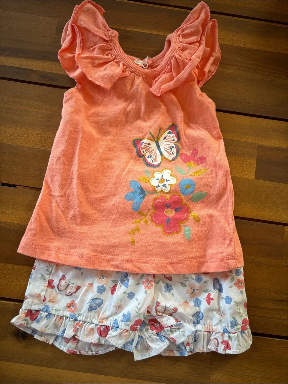 Carter's Orange Floral Print Girls Top Set
